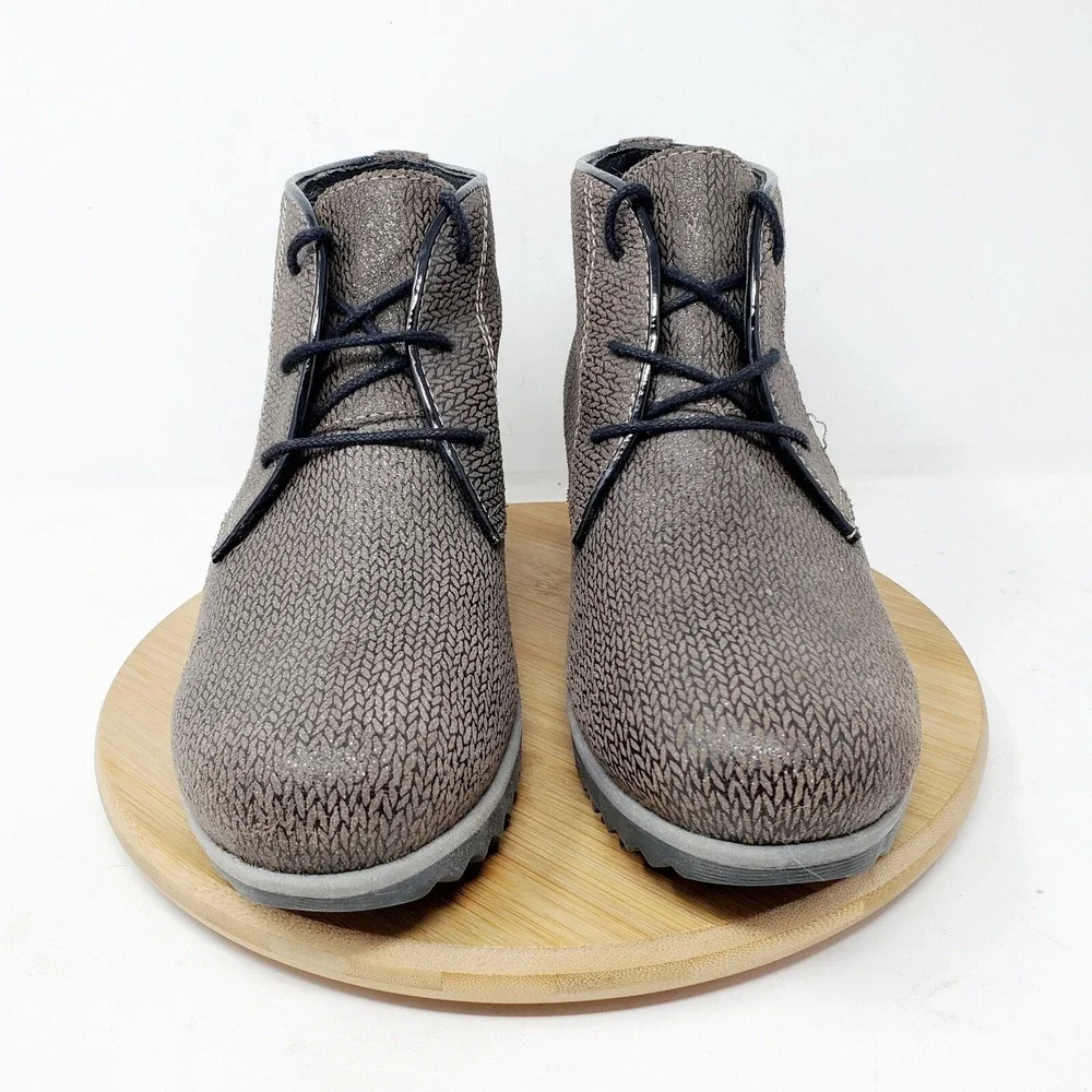Wolky Ankle Boots Womens 38 Dusky Leather Lace Up Wedge Heel Bootie Comfort Shoe